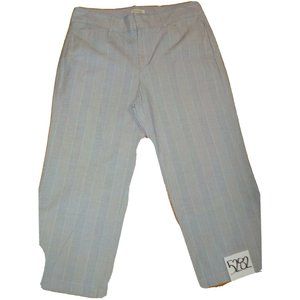 Docker's Metro Capris Lightweight Ideal Fit Gray/Blue Pinstripe Womens (30 x 22)